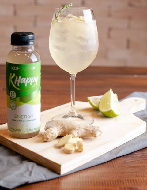 KHappy Kombucha Energy Lima, Limão e Gengibre 355 ml