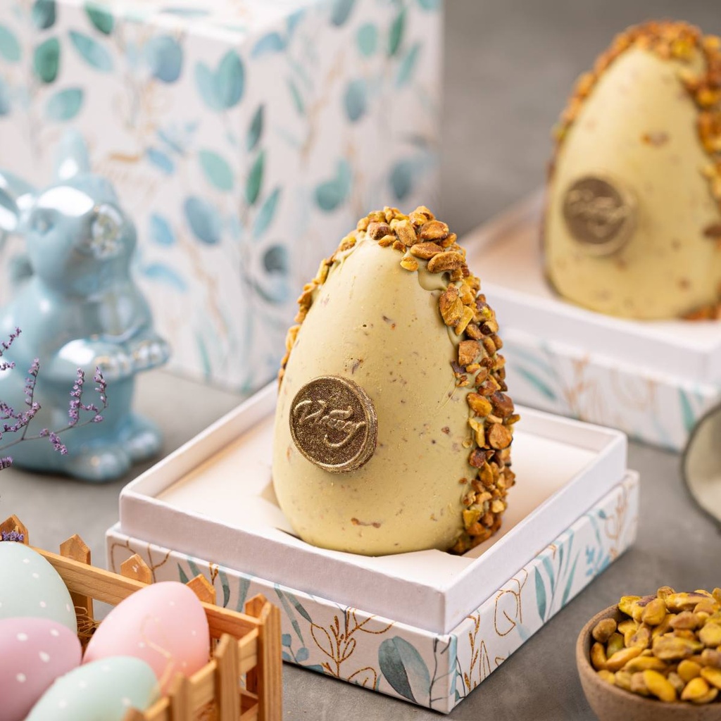 Ovo branco de pistache praliné