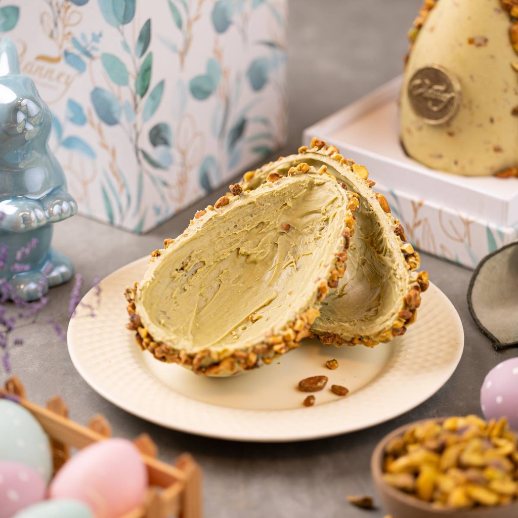 Ovo branco de pistache praliné