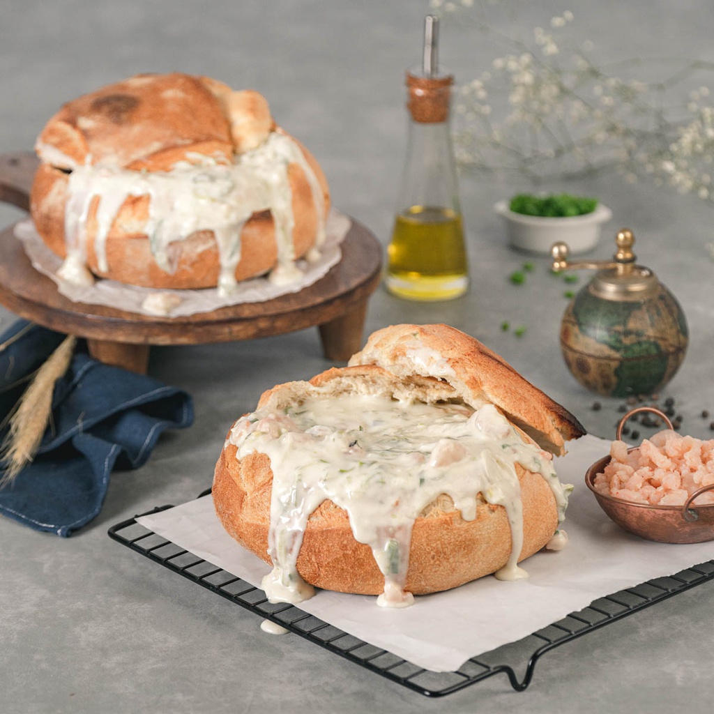 Panhoca com Caldo de Camarão