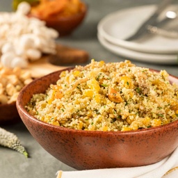 [111566] Couscous de cogumelos, lentilha, damasco e castanhas